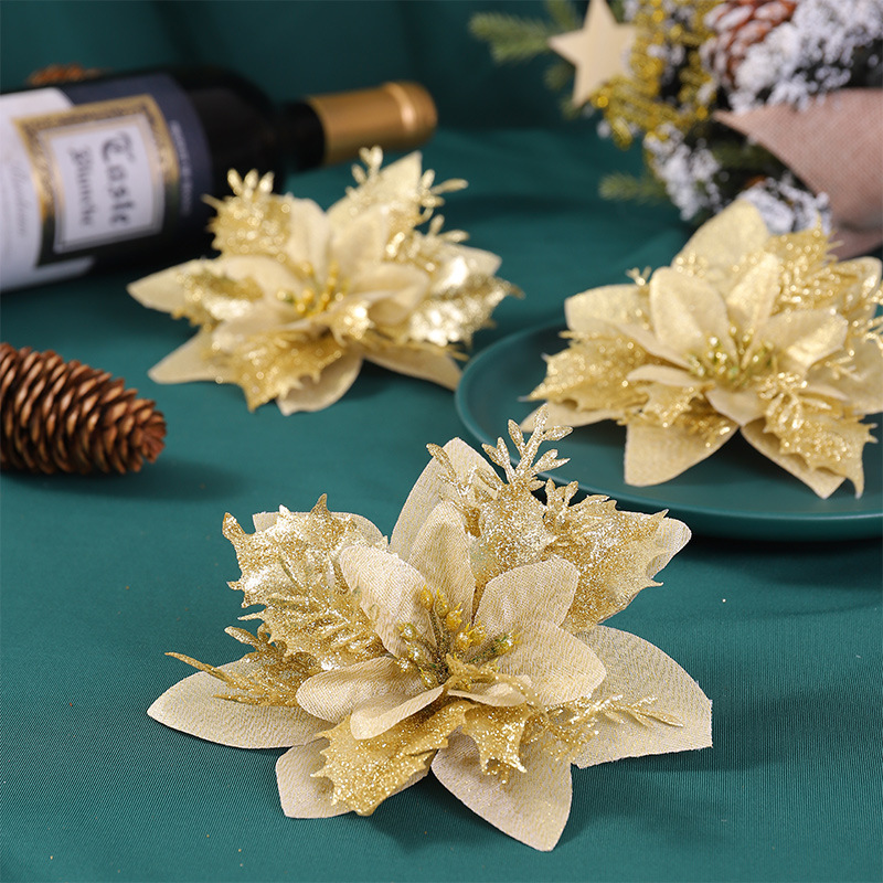 Cross-border popular flor artificial de Navidad 13cm suministros de decoración de flores de Navidad flor artificial decoración del árbol de Navidad flor