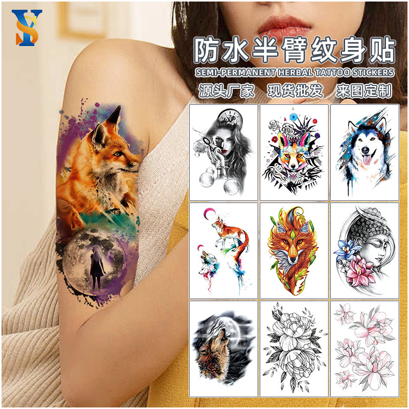 Factory wholesale flower arm tattoo arm simulation color fox face tattoo men and women temporary party stickers