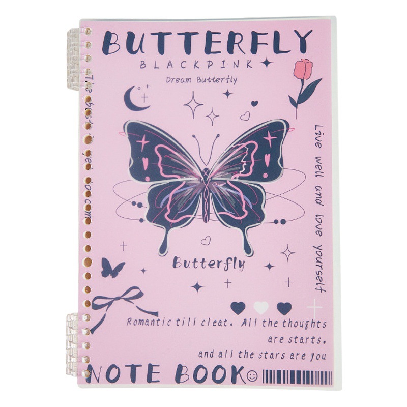 Negro Rosa B5 cuaderno de hojas sueltas de alto aspecto cuaderno portátil desmontable sin perder las manos Escuela secundaria Libro de preguntas equivocado