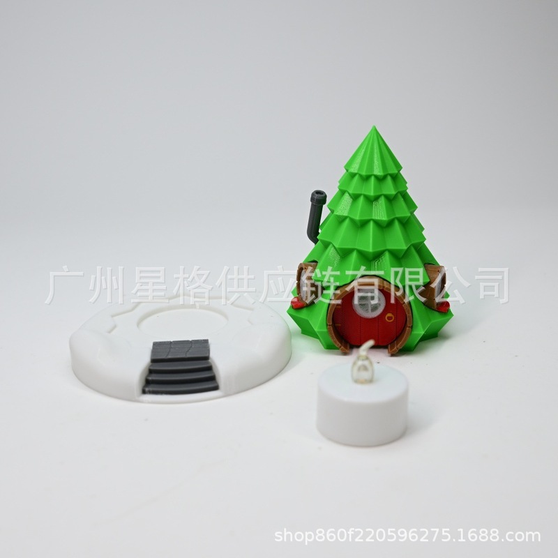 跨境新品 Weihnachts-Kerzen-Haus 圣诞树屋LED茶杯蜡烛装饰摆件|undefined