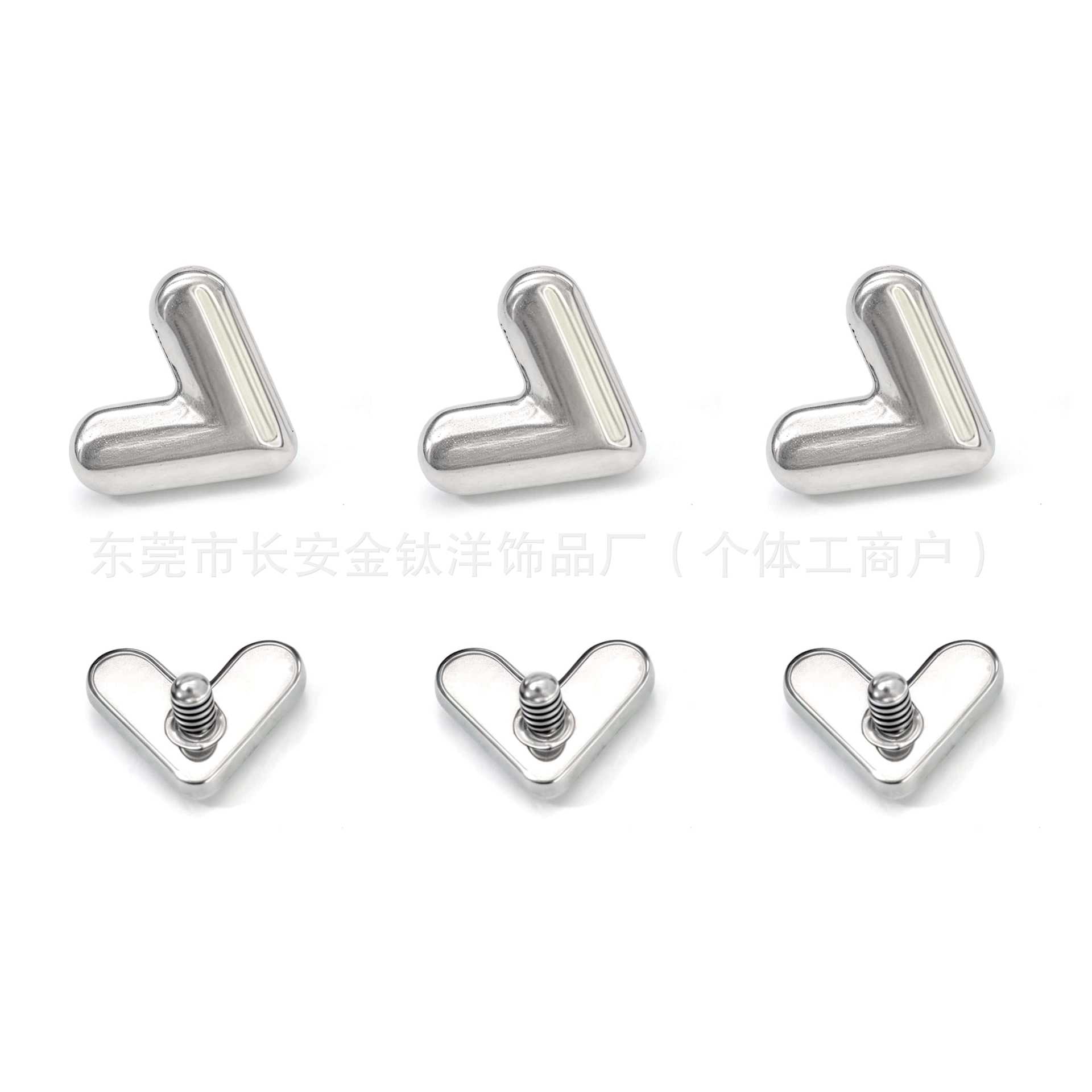 F136 Titanium 1.2mm Heart-Shaped Tongue Barbell, Clavicle Piercing, Bone Piercing, G23 Titanium Alloy Body Piercing Jewelry detail image 9