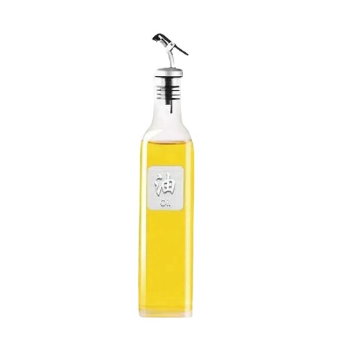 Glass condiment bottle stainless steel oil bottle soy sauce bottle vinegar bottle wine bottle oil bottle square kitchen condiment bottle 