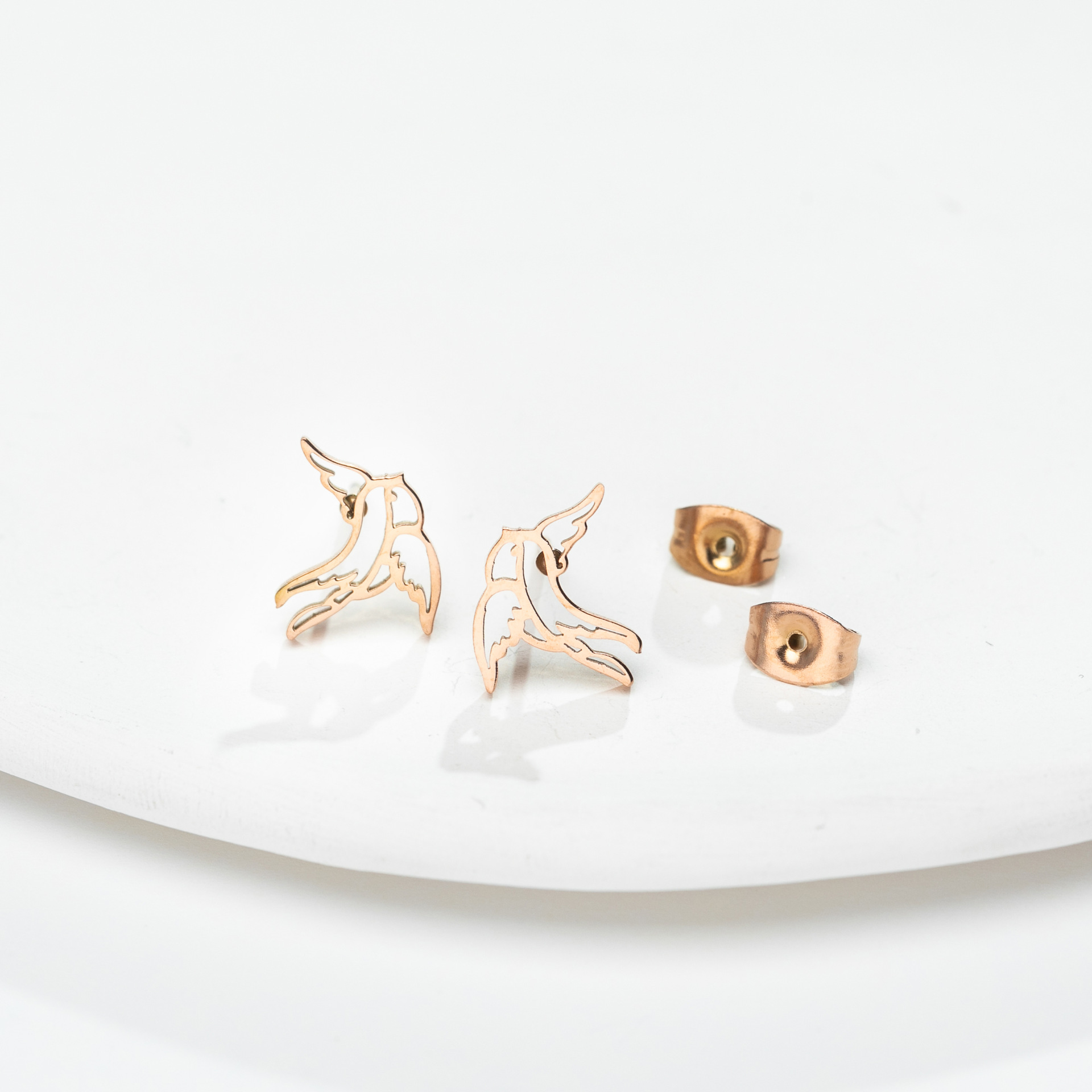 Bird Titanium Steel Ear Studs Plating No Inlaid Stainless Steel Earrings