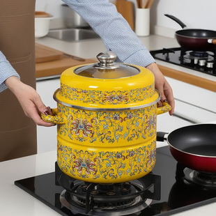 Эмаль эмаль Большой охота и рыболовство домой сгущаться stockpot Тушеный горшок электромагнитная печь газ общий double-layer assembly мощность новый