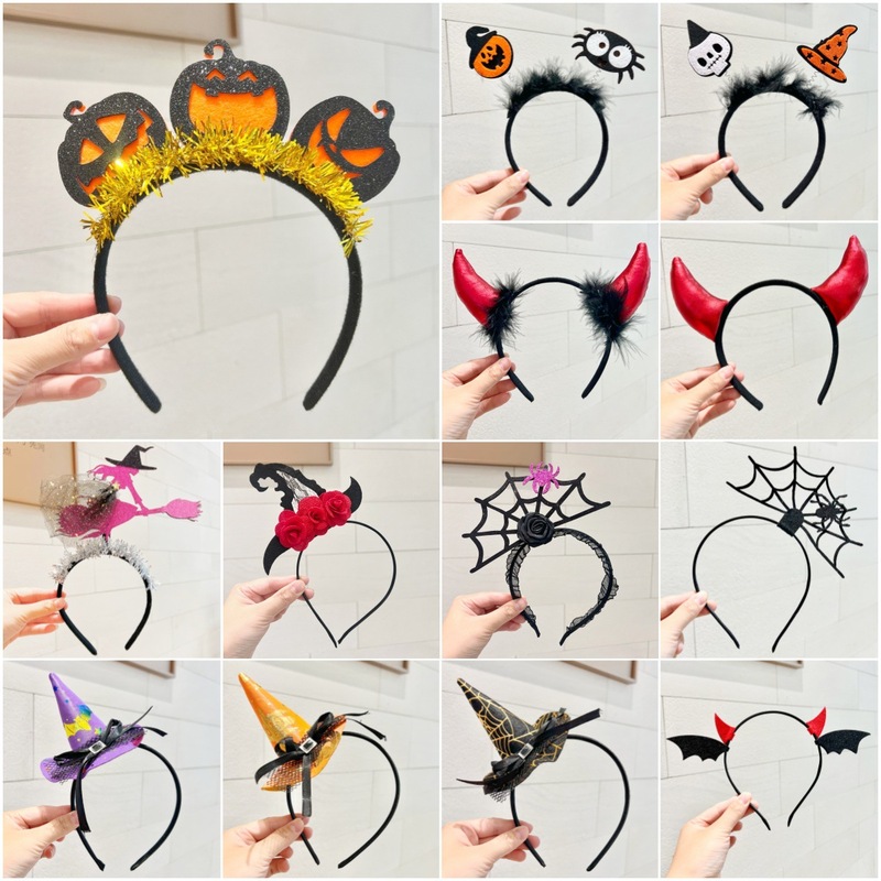 Cross-Border Halloween Headbands, Halloween Pumpkin Witch Skull Spider Hair Accessories, Hair Clips, Halloween Party Headbands