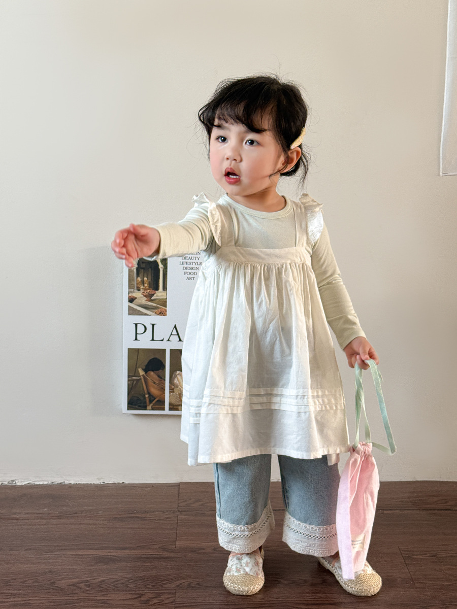 Sugar Pear ropa infantil camiseta camiseta de primavera de niñas 2025 nuevo niño pijama de algodón de clase A ropa de bebé