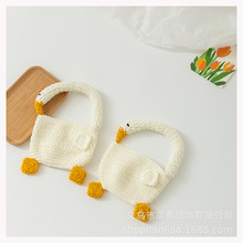 一只大白鵝~ins韓國寶寶秋冬針織手提包可愛洋氣兒童手工毛線包包
