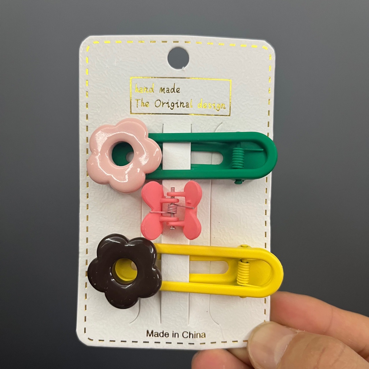 Kp812小抓夹包装卡片韩版发饰发夹卡片烫金虚线金边发卡好看吊牌