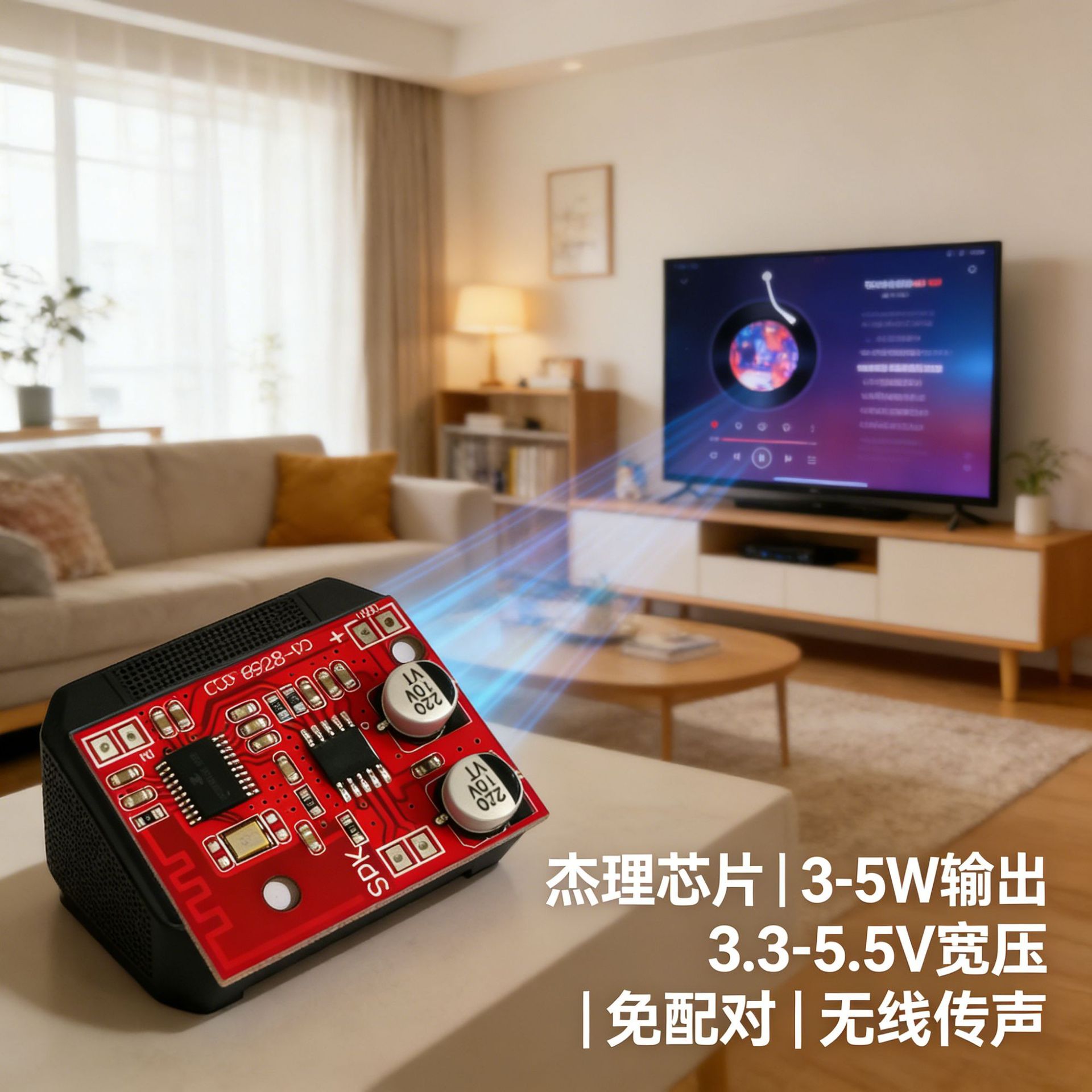 音响蓝牙杰理方案带音频功率放大3~5W驱动喇叭输出公版电路板无线