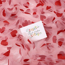 大红爱心印金网纱心形撒粉网布服装童装婚庆装饰玩具辅料情人节新