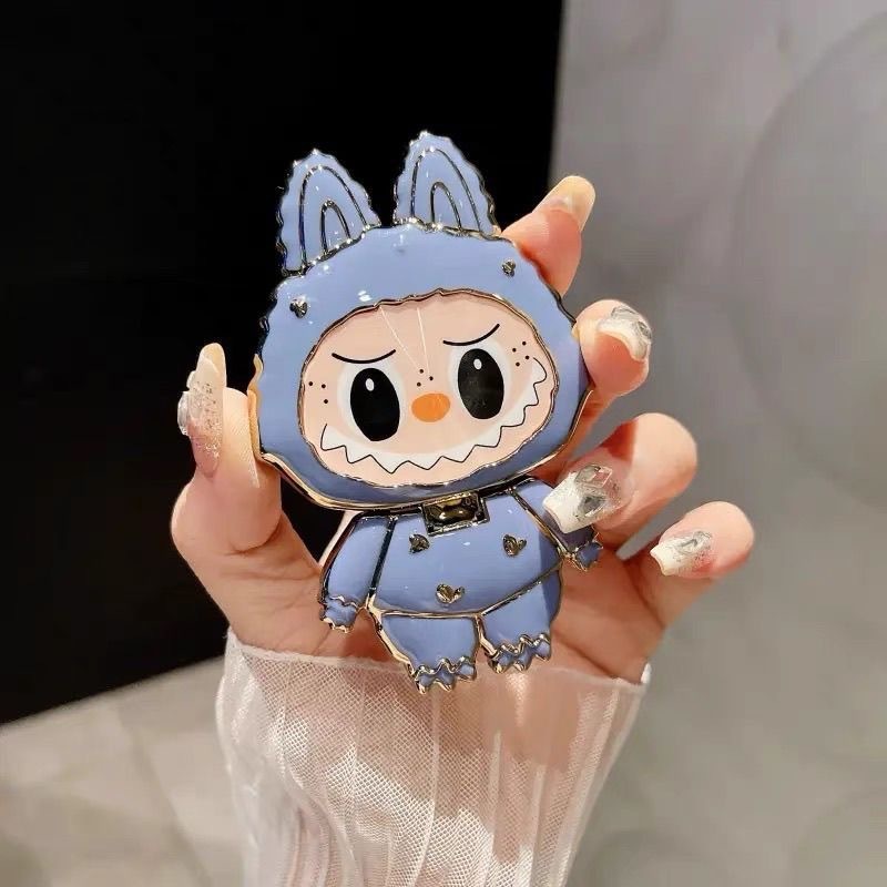 Labubu 漫画かわいい携帯電話ホルダー化粧鏡ホルダーミラー携帯電話ホルダー回転可能折りたたみ|undefined