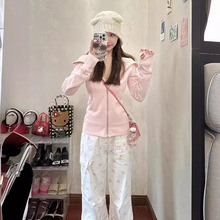 韩系少女修身显瘦运动套装女秋季卫衣工装裤小个子减龄休闲两件套