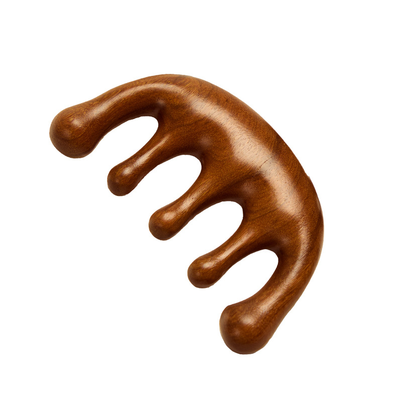 Pein de masaje de madera de sándalo, meridianos de cabeza dragado, dientes de oro de cinco dedos, nariz endurecida delfines, cuidado del cabello, dispositivo terapéutico