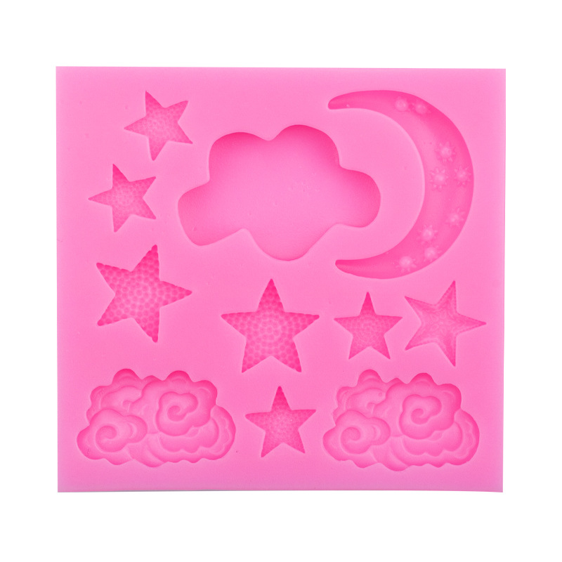 DIY nuevo blanco nube estrella Luna epoxi molde fondant pastel molde de silicona chocolate epoxi molde de arcilla