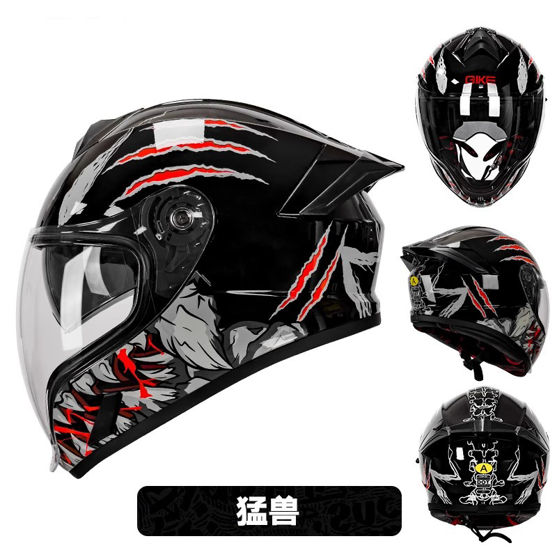 Motuoche – Motosiklet kaskı (dəbilqə) Scooter 3C Certified - beast-aurora-lens-clear-lens-anti-fog-film-arm-sleeves-riding-mask-m