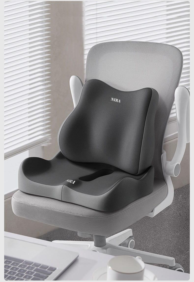 Cross-Border Wholesale Cushion, Memory Foam Cushion, Long-Term Sitting, Not Tired, Backrest Integrated Cushion, Breathable Butt Cushion, Lumbar Support Set