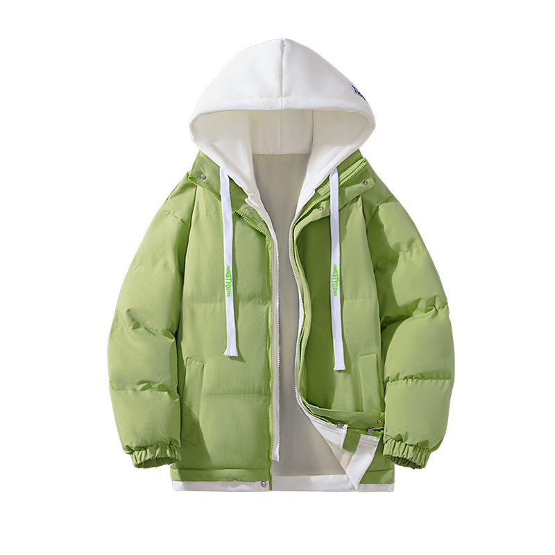 Otoño e invierno nuevo abrigo de algodón acolchado abrigo de hombre falso abrigo de dos piezas acolchado de algodón popular marca de moda con capucha engrosada abrigo de algodón acolchado fábrica al por mayor