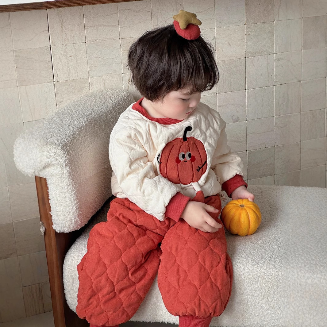 Ropa de bebé otoño e invierno nuevo estilo ropa de algodón para niños de un año traje acolchado de invierno para bebés dividido dos piezas ropa de invierno