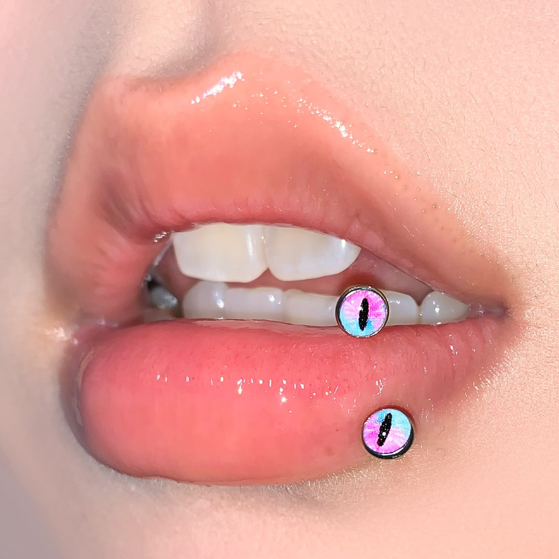 Labret stud lip piercing jewelry styling detail