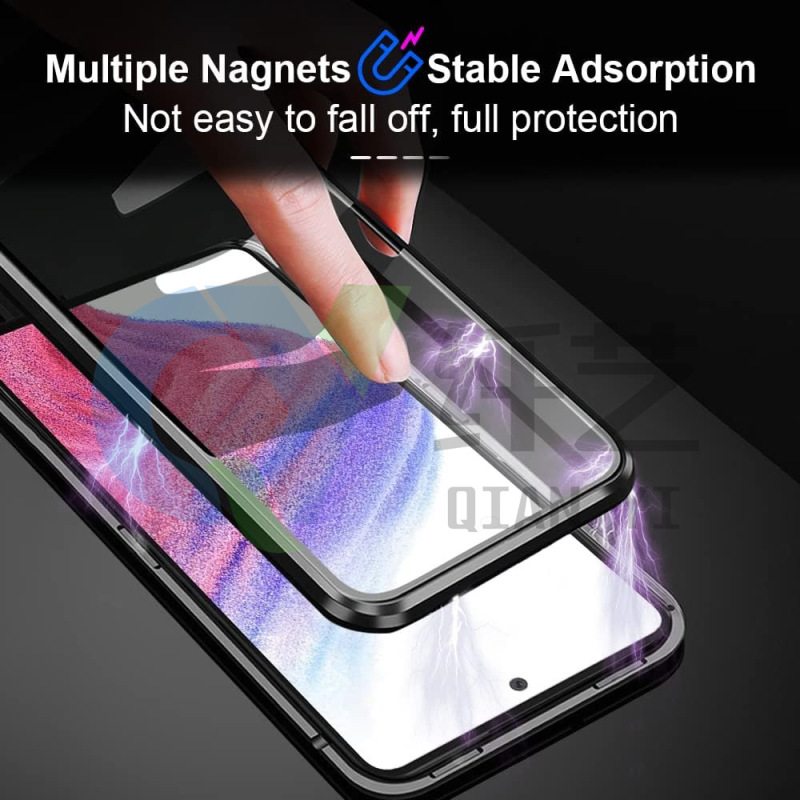 OPPO Reno14F 両面ガラス携帯電話ケース A58 マグネティックキング A96 メタル磁気オールインクルーシブ保証に適用|undefined
