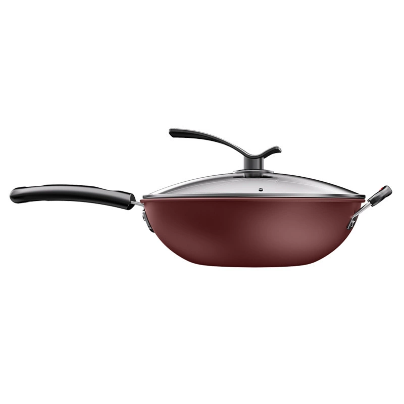 Антипригарная wok с крышкой с алмазным дном, многофункциональная кастрюля для дома, подходит для газовых и электрических плит