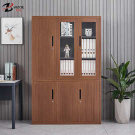 BIZOE钢制木纹转印文件柜更衣柜员工储物柜财务资料矮柜工厂直供