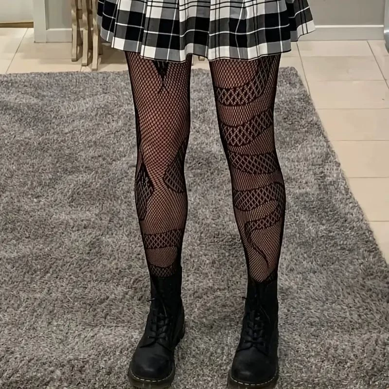 Base retro socks, thin tights, print