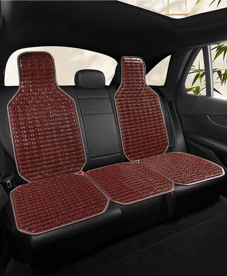 2026 New Summer Bamboo Car Seat Cushion Set, Suitable for All Seasons, Ventilated and Breathable Massage Lumbar Cushion for Trucks, Multi-Piece Set