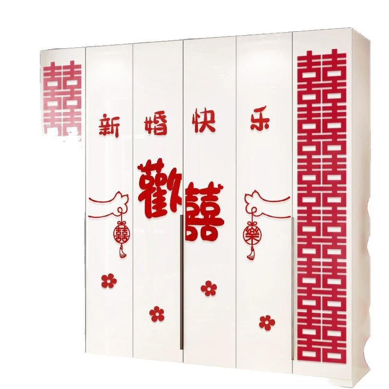 Decorative layout set for living room (wardrobe stickers), vinyl red wedding motifs, self‑adhesive
