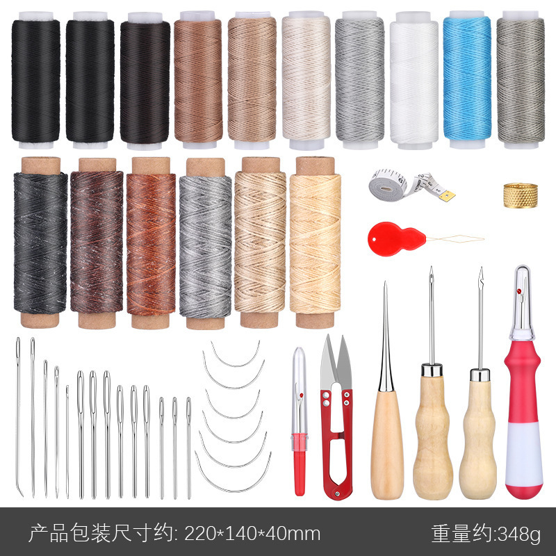 越境で人気の革細工用具、手縫いセット、DIY縫製針とワックス糸の組み合わせセット|undefined