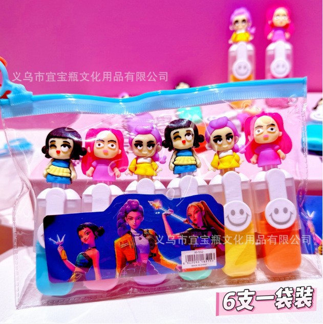 Mini bolsa de dibujos animados resaltador ins de marcado clave de alto valor 6 color juego de bricolaje lindo bolígrafo de color de graffiti