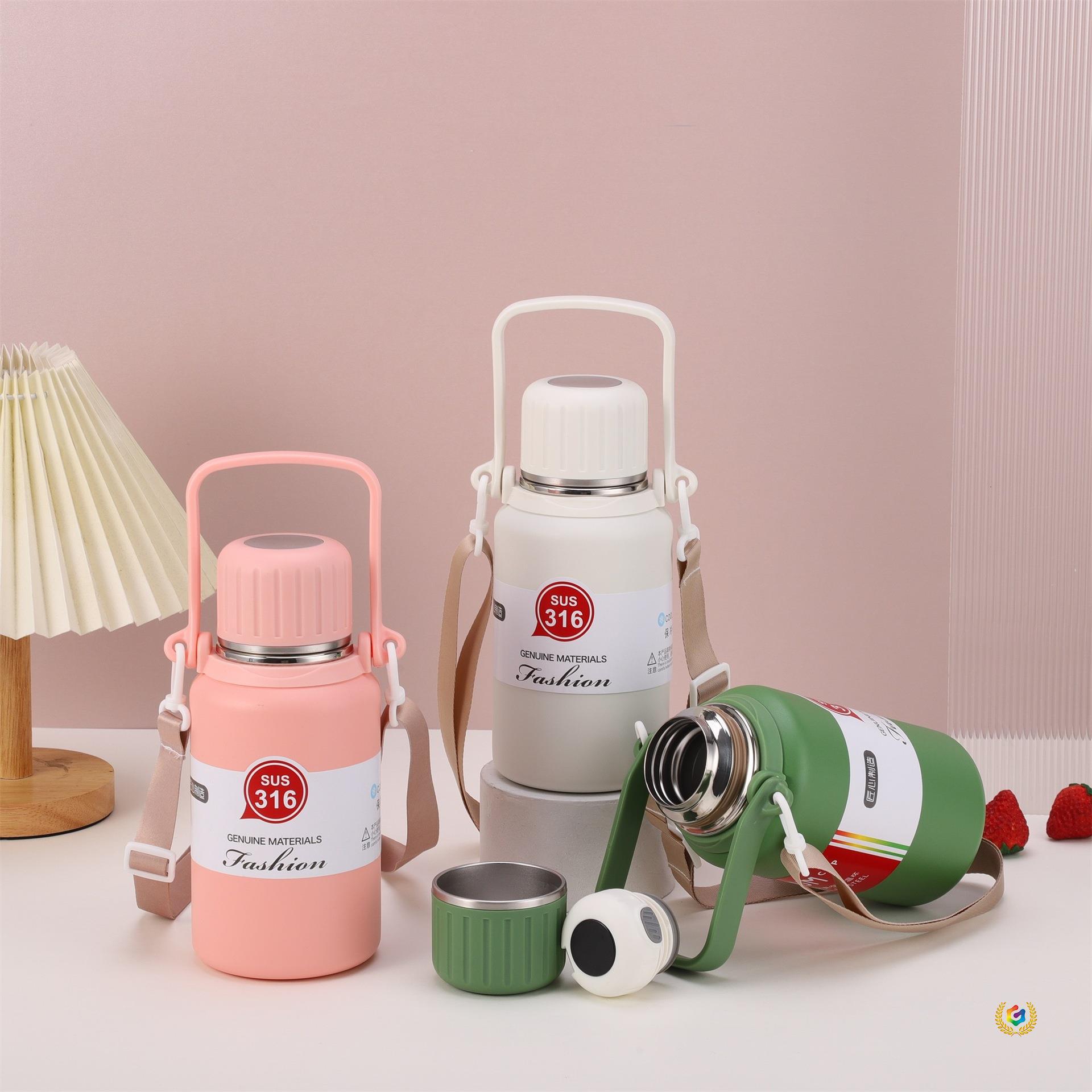 ☼316不锈钢智能户外保温提手壶 大容量便携运动壶刻字礼品水杯批