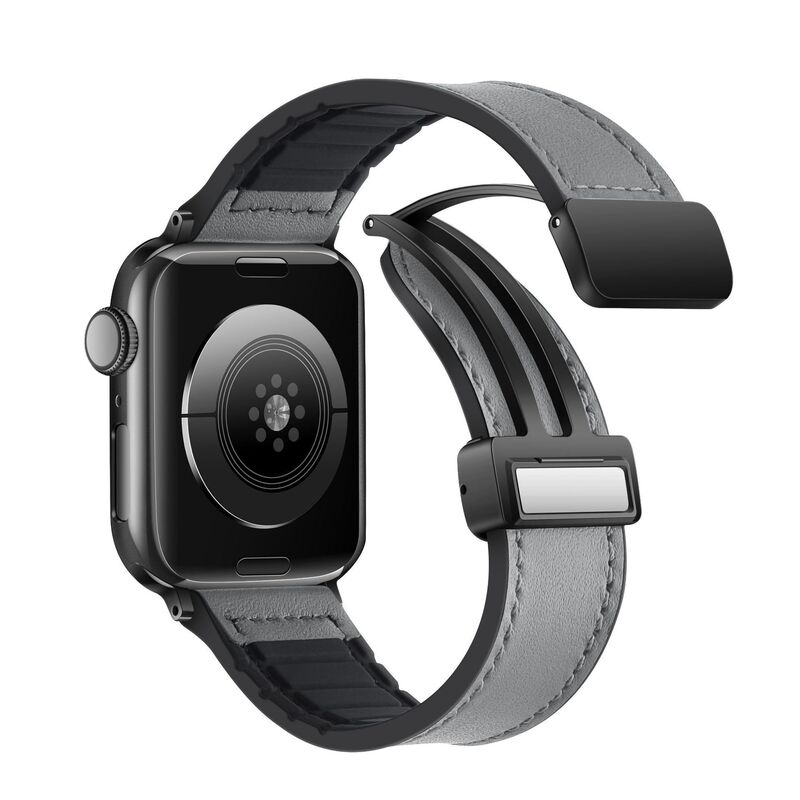 Suitable for Apple Crazy Horse Pattern Silicone Leather Magnetic Buckle Watch Strap Apple Watch678910Seultra Watch Strap Suitable for Apple Crazy Horse Pattern Silicone Leather Magnetic Buckle Watch Strap Apple Watch678910Seultra Watch Strap