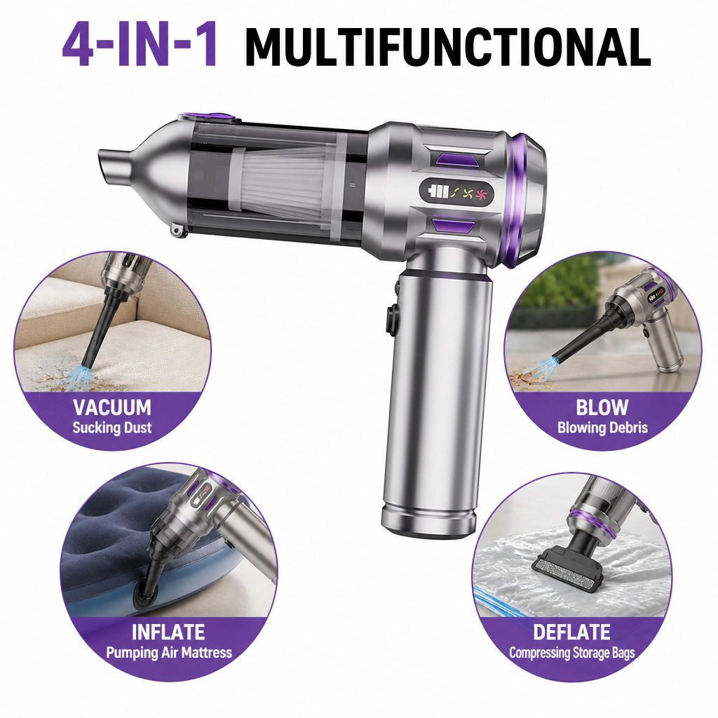 Car Vacuum Cleaner, Rechargeable, Portable, Handheld, Brushless, Small, Powerful Dust Blower, High Suction Vacuum Cleaner, Wireless