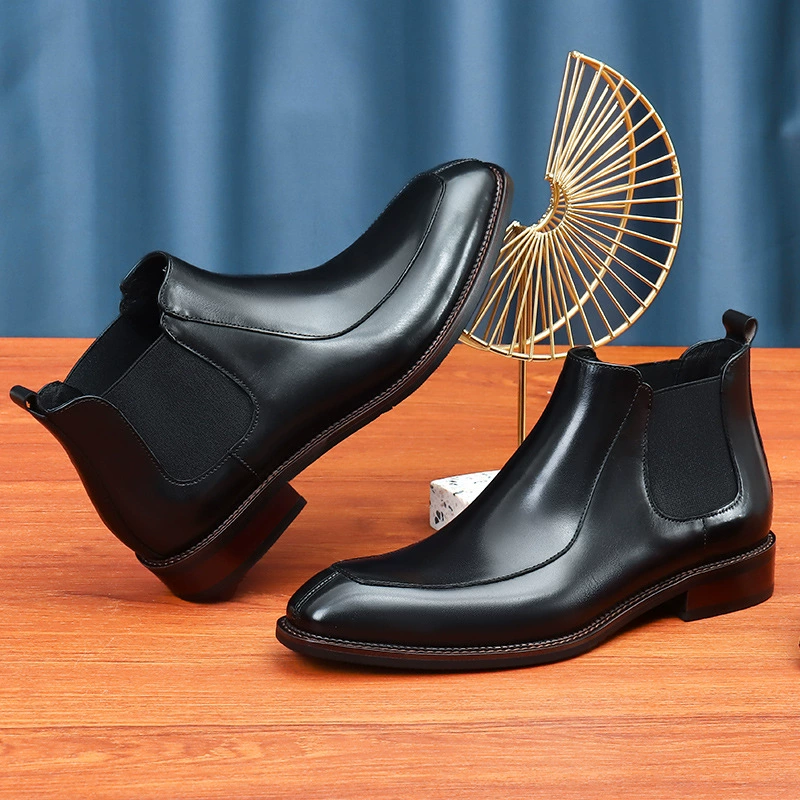 Ботинки Martin с острым носком, мужские короткие ботинки в британском стиле, деловые официальные кожаные ботинки с высоким берцем, зимние черные подходящие ко всему мужские ботинки