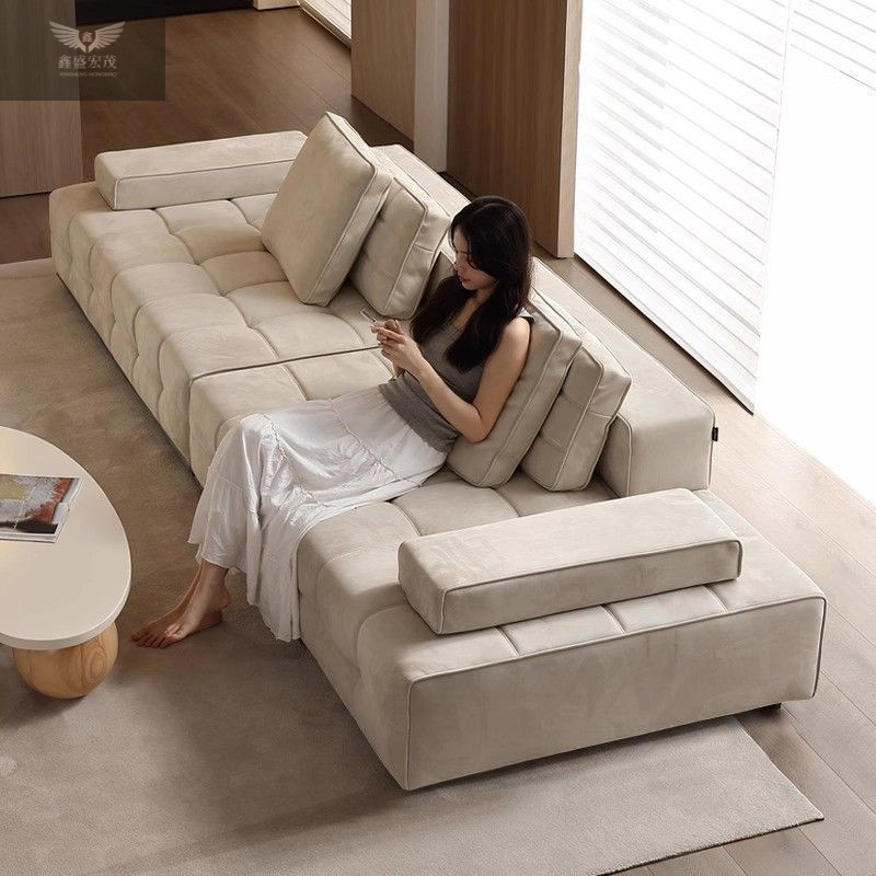 Diseño italiano de maestros de telas de Lawrence minimalista módulo de villa gran línea de sala de estar combinación de sofá gato tela de algodón