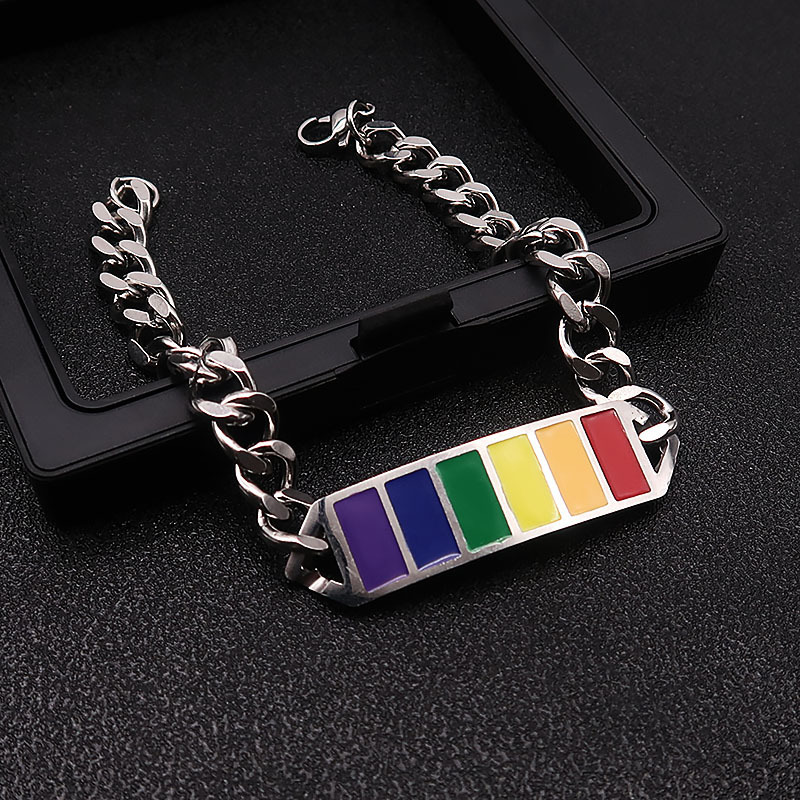 Foreign Trade Jewelry ins Personality Creative Rainbow Bracelet Men's and Women's Simple Cold Wind Titanium Steel Bracelet Trend Not Fading
