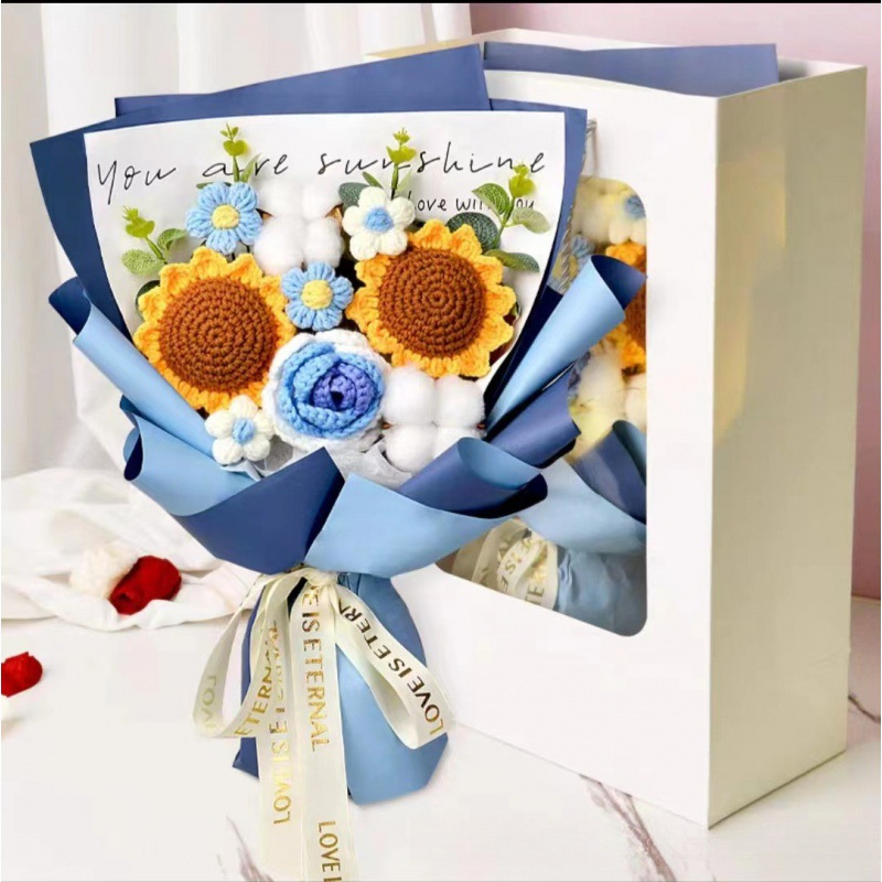 블루로즈 니트 부케 3개 [완제품 발송]