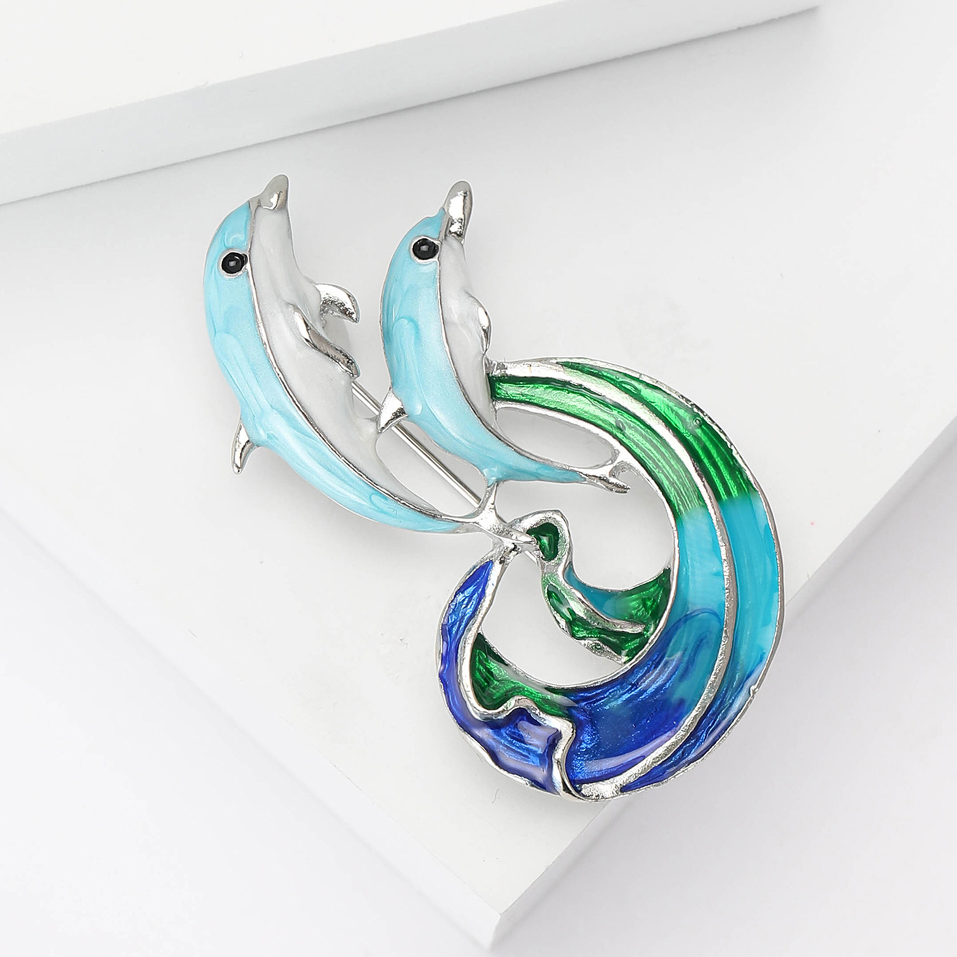 All Seasons Season Cute Korean Style Pin Cartoon Dolphin Alloy Enamel Unisex Corsage Brooches