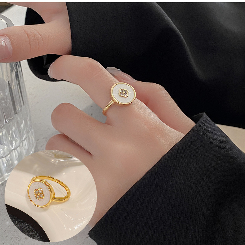 Simple Style Geometric Copper Inlay Zircon Open Ring 1 Piece