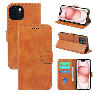 For Apple 15/16 Pro phone case ip14 calf leather front buckle iPhoneSE3/XR/X phone leather case
