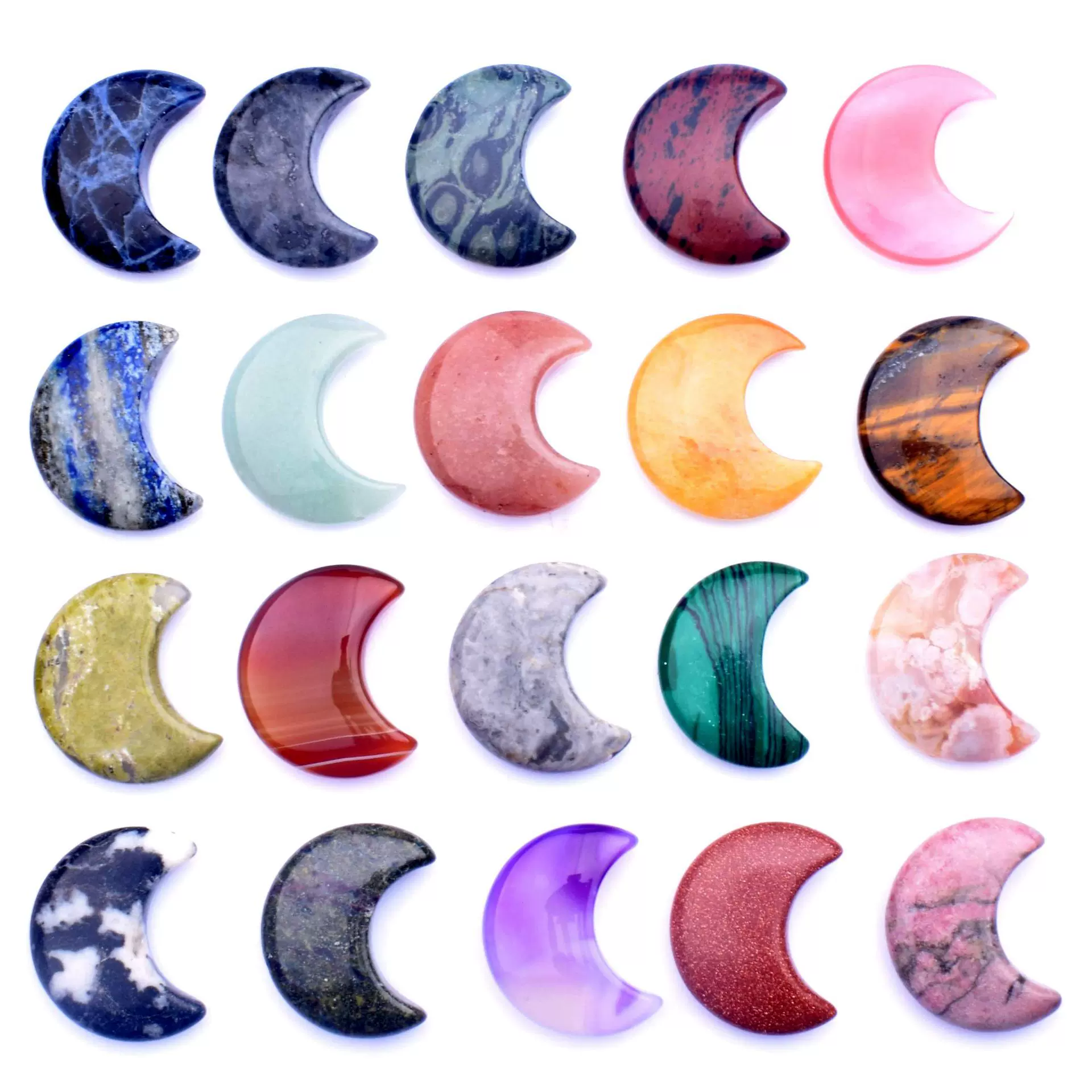 天然宝石3cm月亮跨境爆款白水晶雕刻弯月小礼物diy玉石饰品摆件