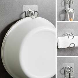 无痕贴不锈钢厨房浴室挂钩免打孔置物架壁挂式脸盆收纳挂架