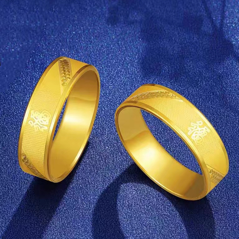 越南沙金cnc大福戒指女款黄铜镀金气质时尚仿金指环首饰直播款