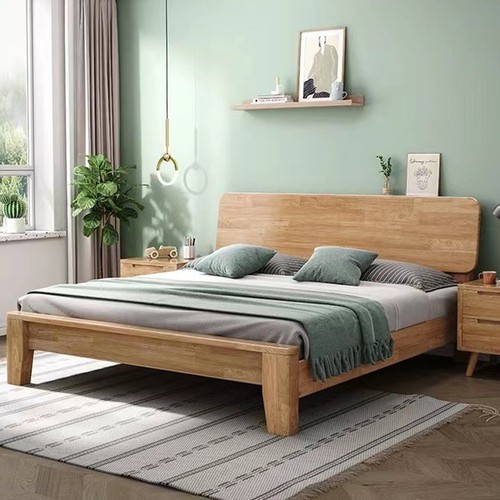 Simple solid wood bed for home, master bedroom bed, 1.8-meter double bed, rental apartment, small-sized 1.2-meter wholesale solid wood bed