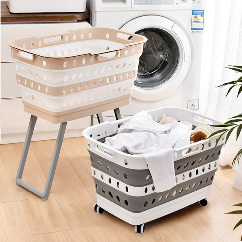 Folding Laundry Basket with Stand, Portable Large-Capacity Multifunctional Storage Laundry Basket, Household Folding Storage Basket