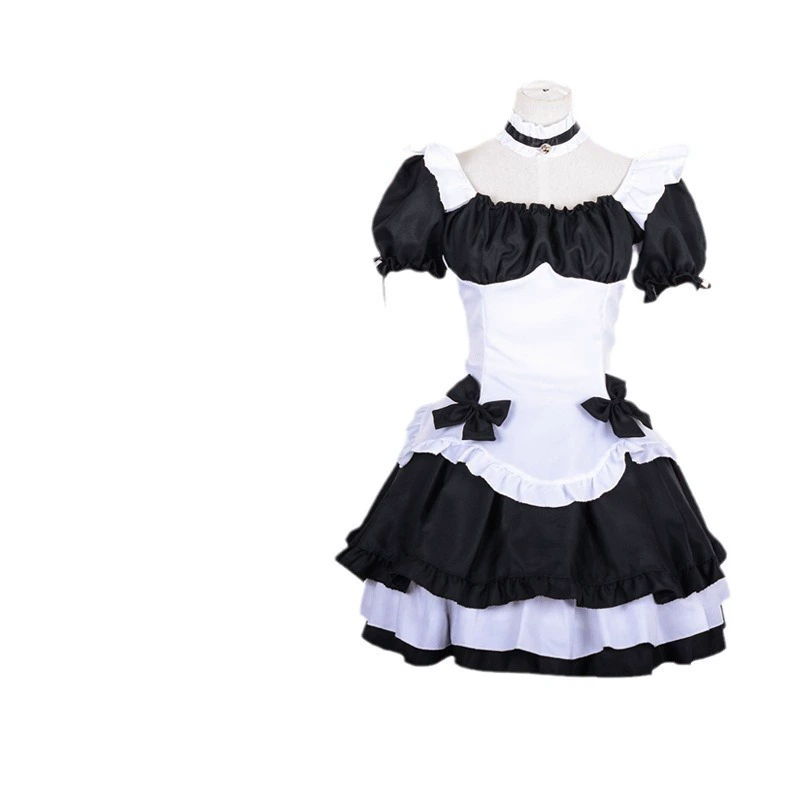 Костюм из Lolita-рабыня для косплея, короткая оборчатая юбка с фартуком, черно-белый, размеры S–XXL