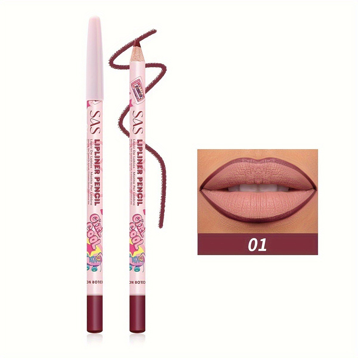 El delineador de labios de punto transfronterizo de USHAS europeo y americano es fácil de colorear, resistente al agua de larga duración, taza antiadherente, efecto de maquillaje mate SAP002 image 7