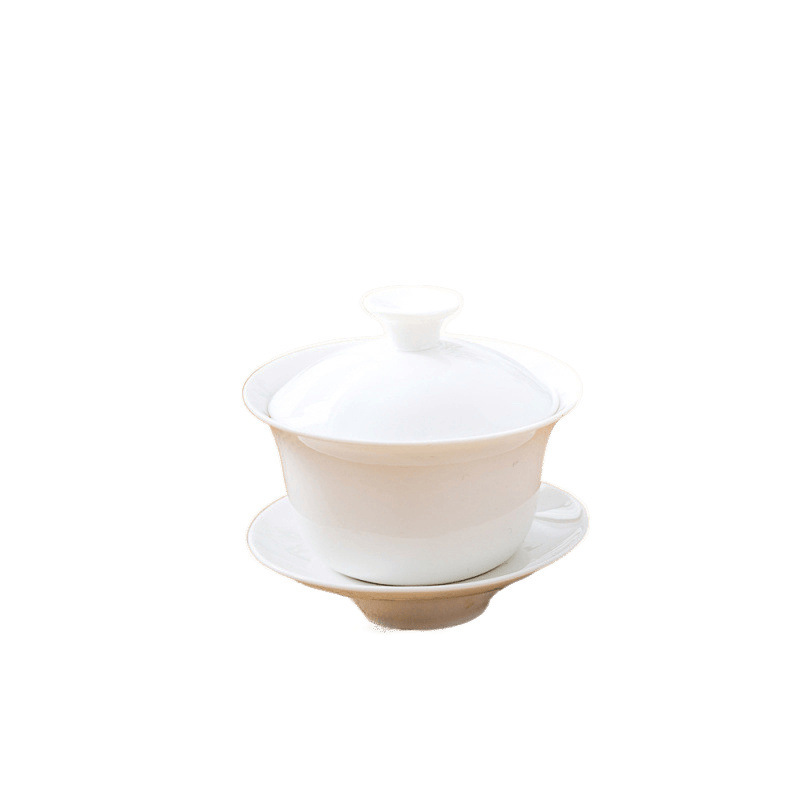Cuenco de cubierta de porcelana de hueso, grasa de cordero, juego completo de té Chaoshanfu, simple ceremonia de té casera, tetera de té image 5