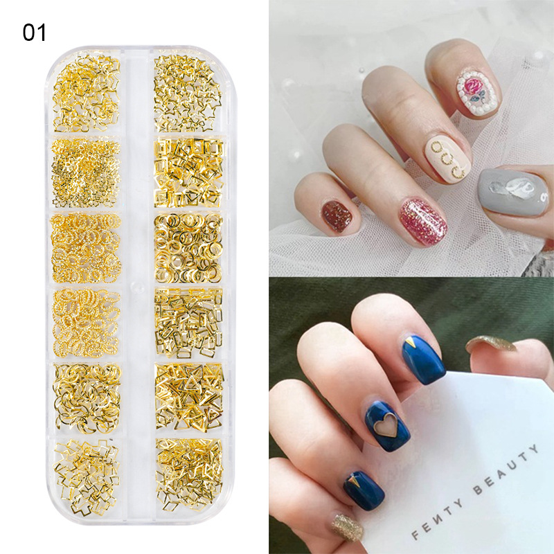 Taifei manicura nuevo japonés 12-rejilla clavo remache joyería traje aleación sólido semicírculo parche de metal